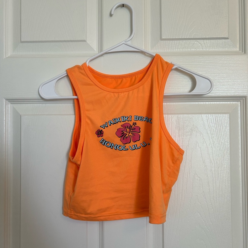 90s floral & letter graphic crop tank top